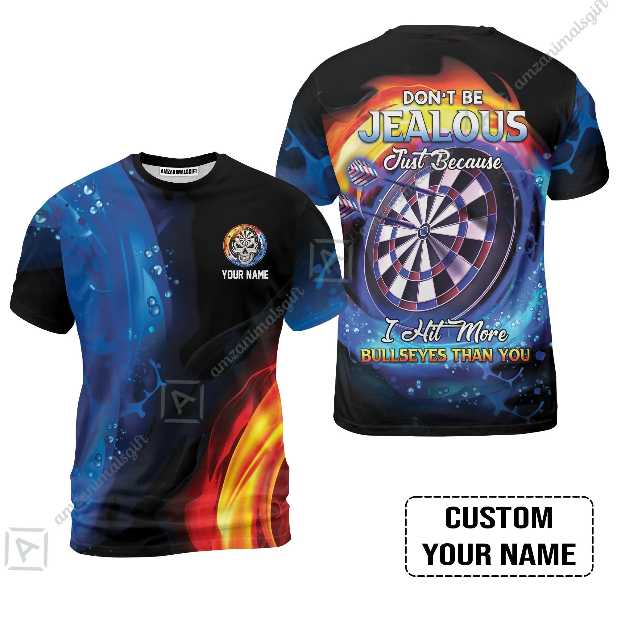 Customized Name Darts Zip Polo Shirt, Don't Be Jealous Personalized Skull Logo And Darts Zip Polo Shirt - Image 8
