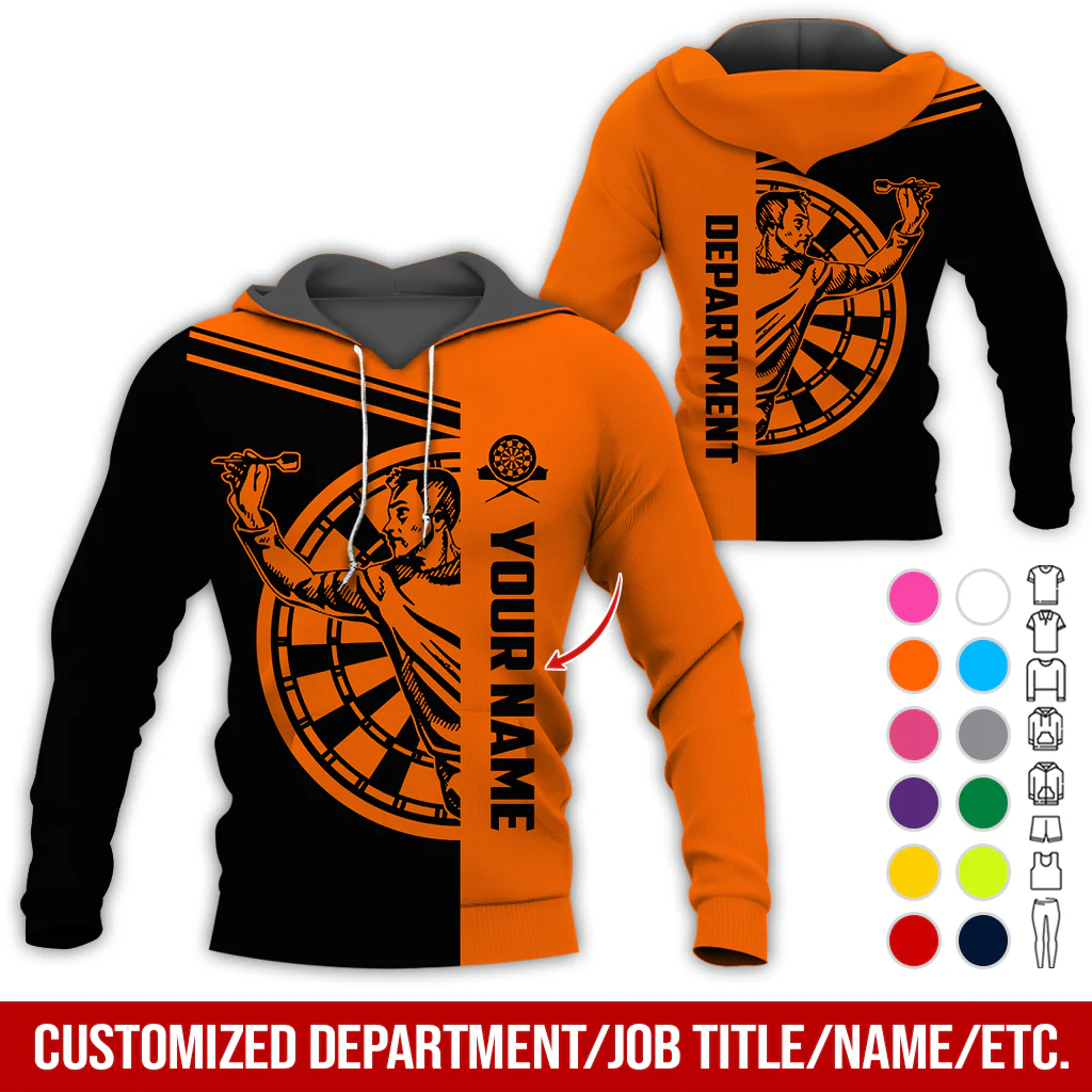 Customized Name & Department Darts Premium Hoodie, Man Playing Darts Pattern Black Hoodie, Perfect Gift For Darts Lovers, Friend, Family - Image 10