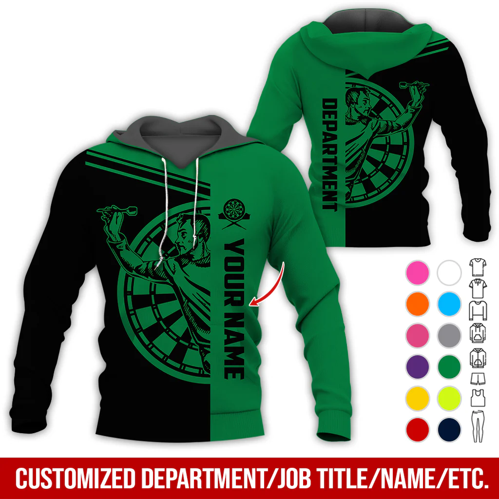 Customized Name & Department Darts Premium Hoodie, Man Playing Darts Pattern Black Hoodie, Perfect Gift For Darts Lovers, Friend, Family - Image 6