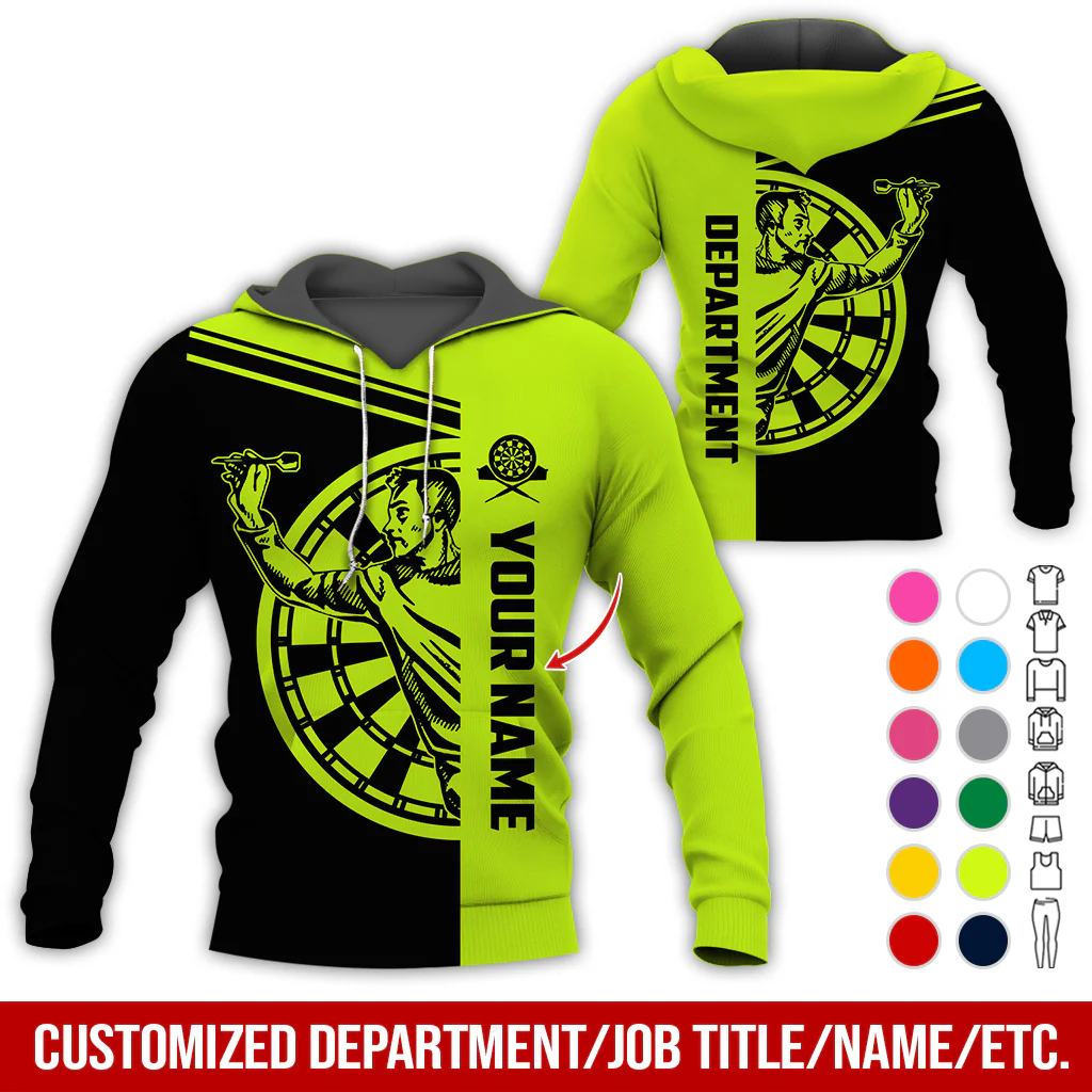 Customized Name & Department Darts Premium Hoodie, Man Playing Darts Pattern Black Hoodie, Perfect Gift For Darts Lovers, Friend, Family - Image 7