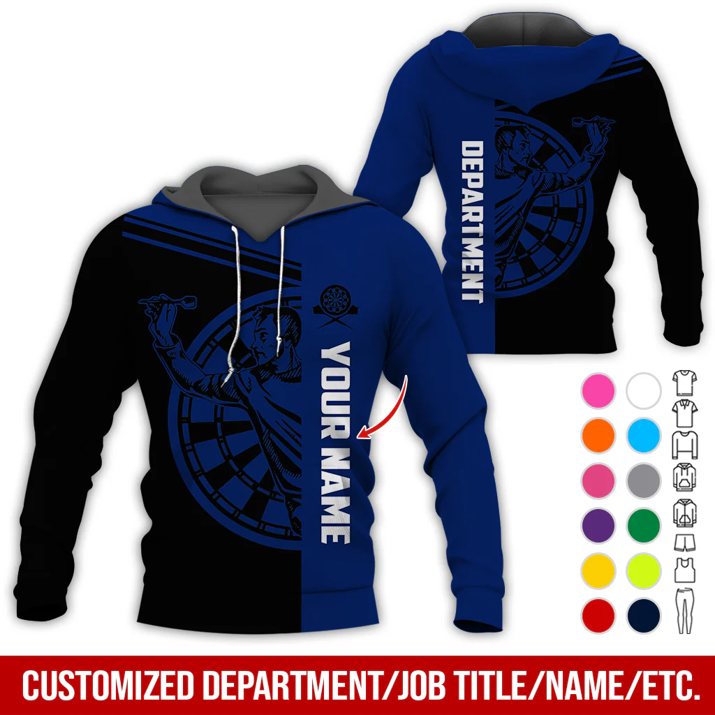 Customized Name & Department Darts Premium Hoodie, Man Playing Darts Pattern Black Hoodie, Perfect Gift For Darts Lovers, Friend, Family - Image 8