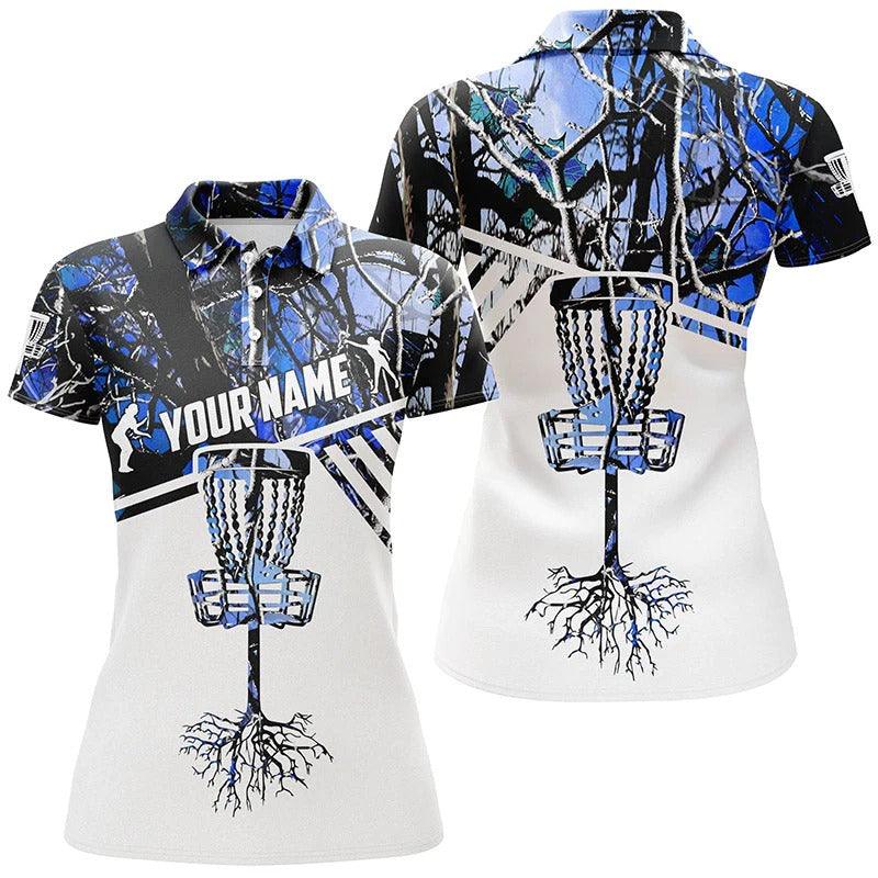 Customized Name Disc Golf Women Polo Shirt, Personalized Blue Camo Disc Golf Polo Shirts - Perfect Gift For Ladies, Disc Golf Lovers - Image 2