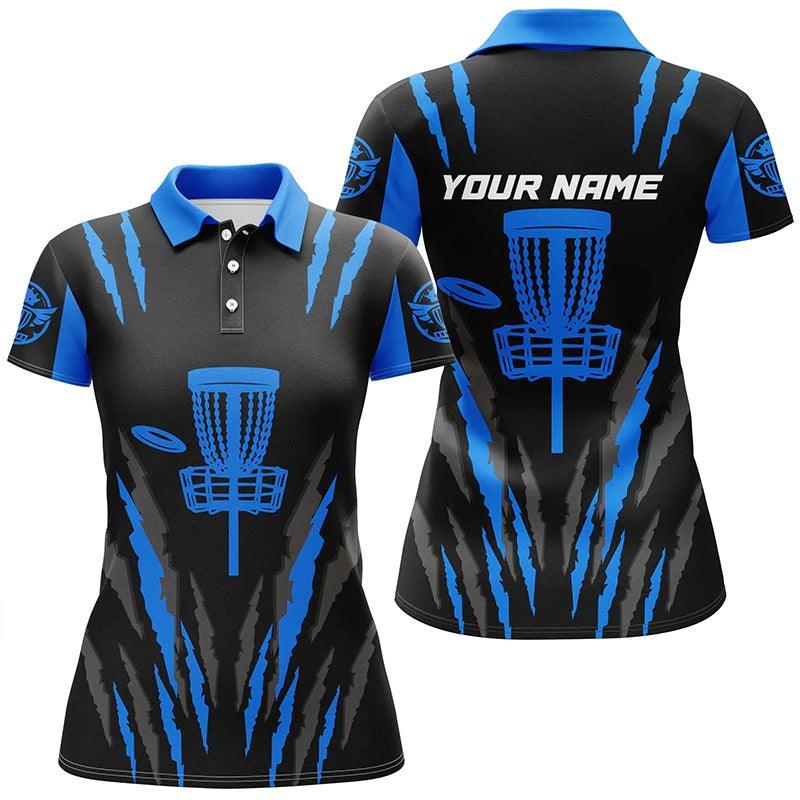 Customized Name Disc Golf Women Polo Shirts, Black And Blue Polo Shirt Disc Golf, Personalized Polo Shirt - Perfect Gift For Ladies, Disc Golf Lovers - Image 2