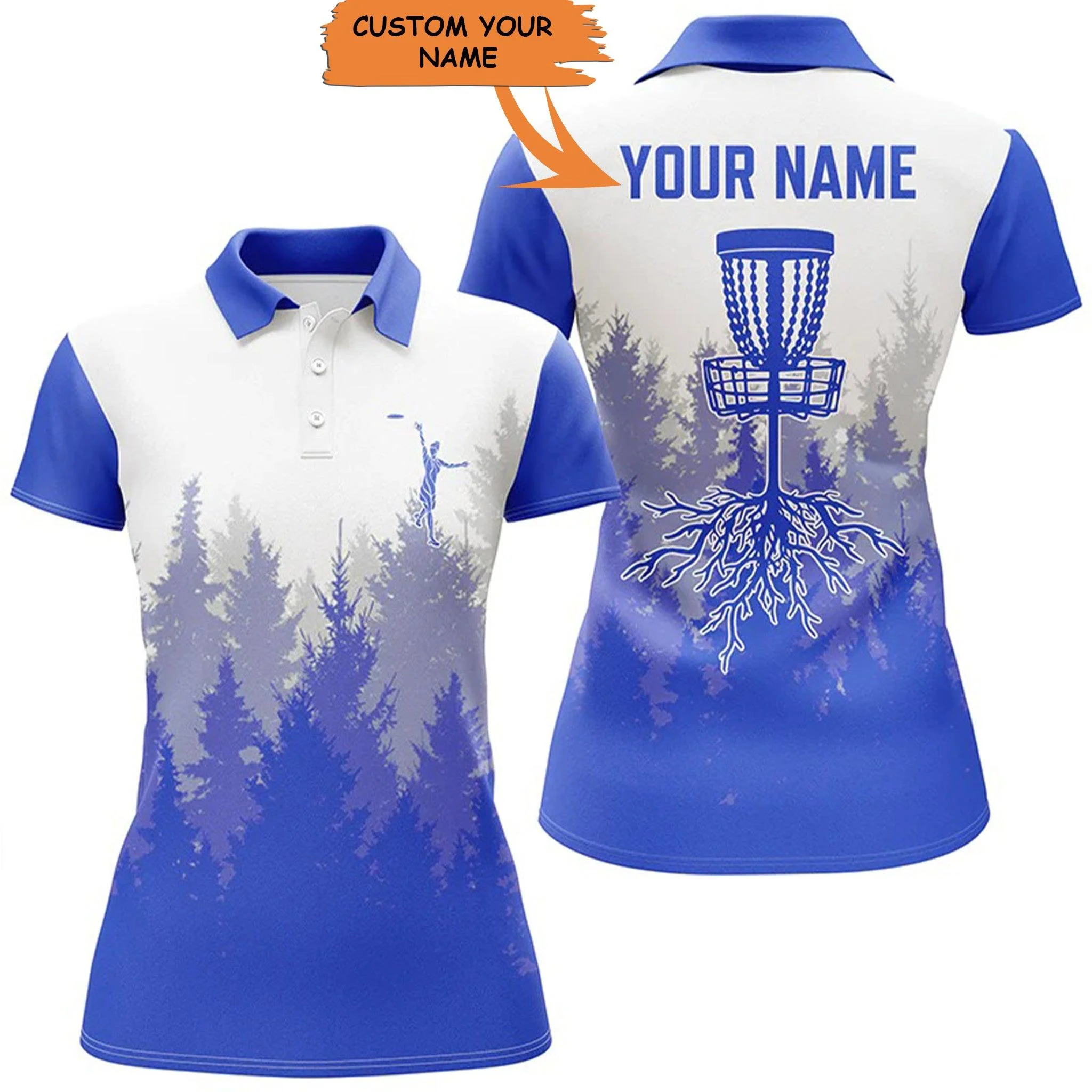 Customized Name Disc Golf Women Polo Shirts, Personalized Disc Golf Hole In The Woods Polo Shirts - Perfect Gift For Ladies, Disc Golf