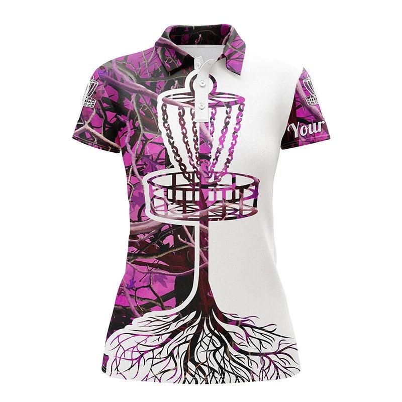 Customized Name Disc Golf Women Polo Shirts, Personalized Name Disc Golf Pink Camo Shirts - Perfect Gift For Ladies, Disc Golf Lovers - Image 6