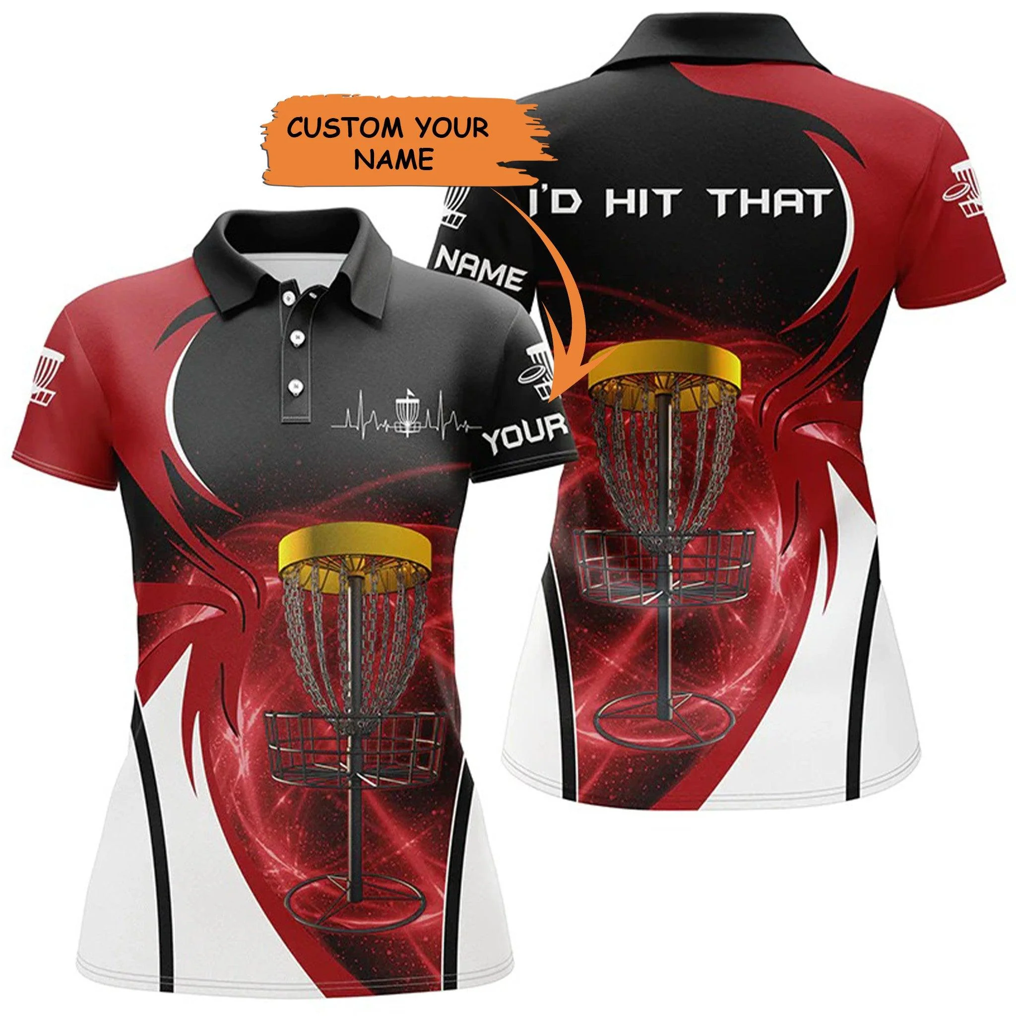 Customized Name Disc Golf Women Polo Shirts, Personalized Name I'd Hit That Disc Golf Basket Polo Shirts - Perfect Gift For Ladies, Disc Golf Lovers