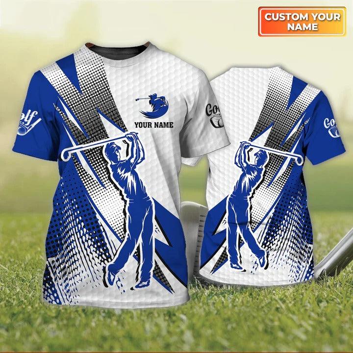Customized Name Golf T Shirt, Golf Blue Pattern Personalized Name Golf T Shirt For Men - Perfect Gift For Golf Lovers, Golfers