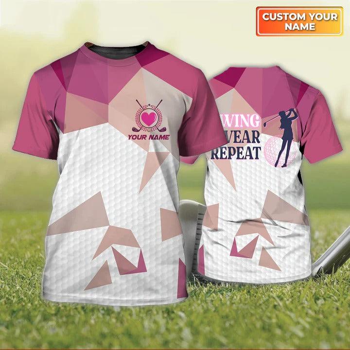 Customized Name Golf T Shirt, Personalized Name  Swing Swear Repeat Golf T Shirt For Men And Women - Perfect Gift For Golf Lovers, Golfers