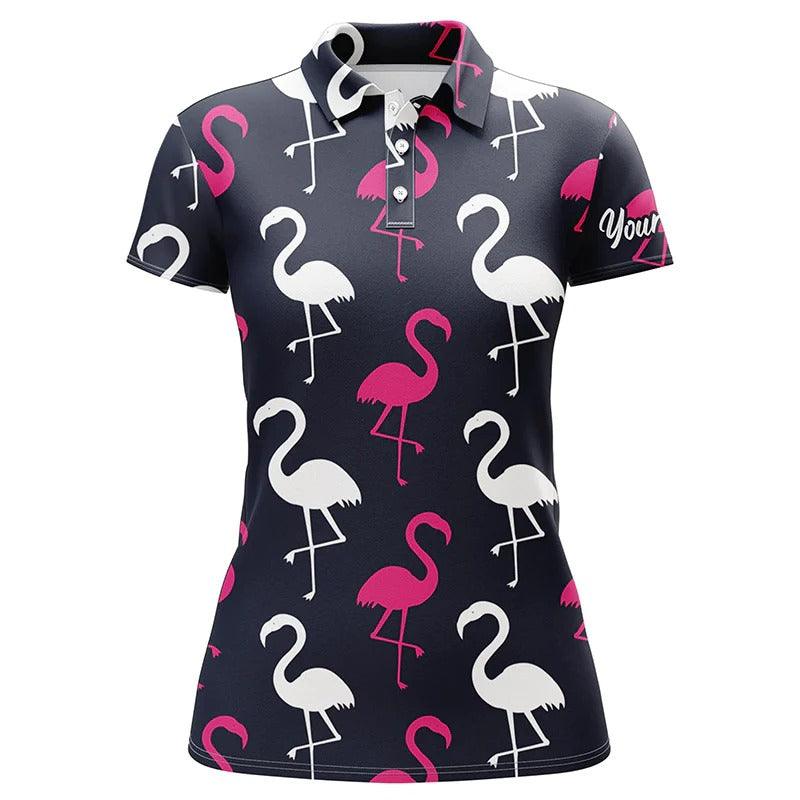 Customized Name Golf Women Polo Shirt, Personalized Rainbow Flamingo Pattern Golf Shirts - Perfect Gift For Ladies, Golf Lovers, Golfers - Image 3
