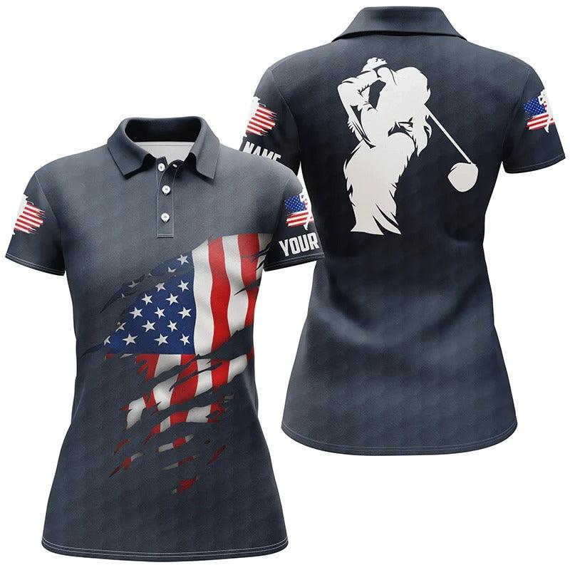 Customized Name Golf Women Polo Shirts, American Flag Patriot Personalized Unique Golfers Gift Shirts - Perfect Gift For Ladies, Golfers, Golf Lovers - Image 4