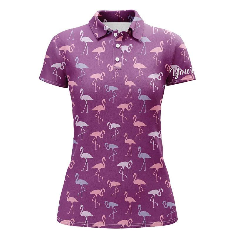 Customized Name Golf Women Polo Shirts, Black Women Polo Shirt Personalized Pink Flamingos Pattern Shirts - Perfect Gift For Golfers, Golf Lovers - Image 4
