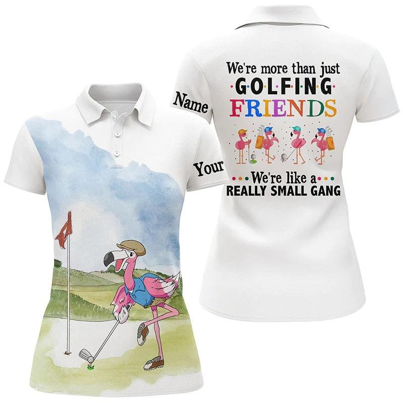 Customized Name Golf Women Polo Shirts, Flamingo Personalized We're More Than Just Golfing Friends - Perfect Gift For Ladies, Golfers, Golf Lovers - Image 2