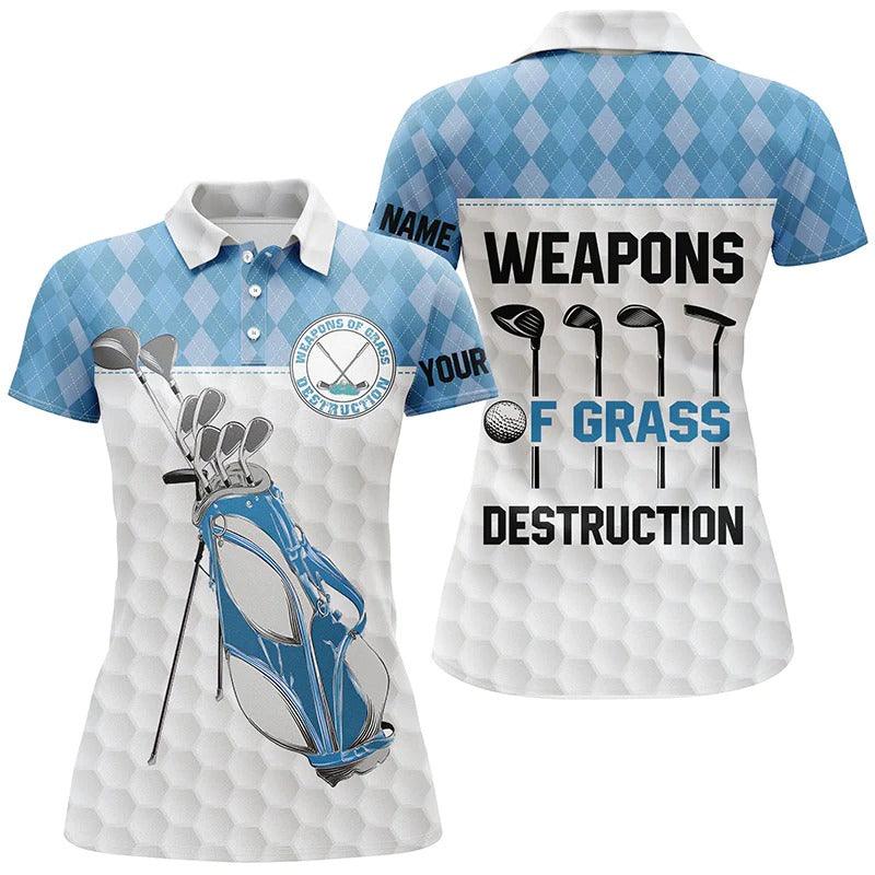 Customized Name Golf Women Polo Shirts, Golf Bag Clubs Personalized Weapons Of Grass Destruction Polo Shirts - Perfect Gift For Golfers, Golf Lovers - Image 2