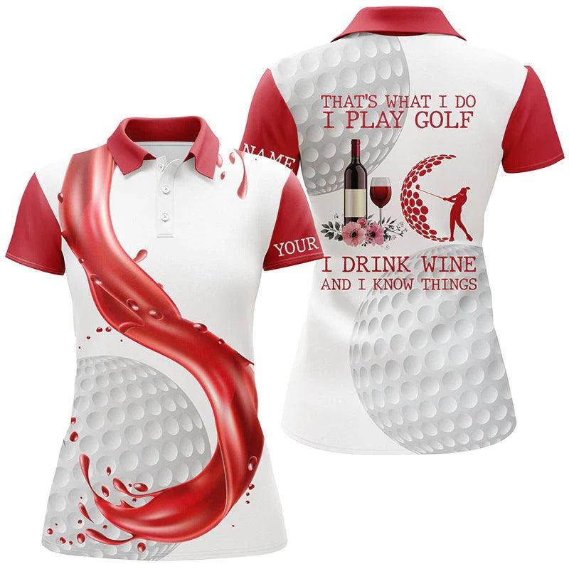 Customized Name Golf Women Polo Shirts, Golf & Wine Personalized I Play Golf I Drink Wine Polo Shirts - Perfect Gift For Golfers, Golf Lovers - Image 2