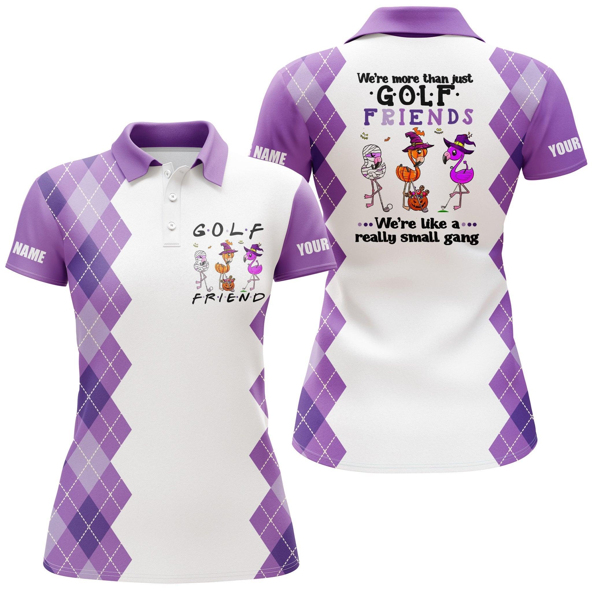 Customized Name Golf Women Polo Shirts, Halloween Flamingo Personalized We're More Than Just Golf Friends  - Perfect Gift For Golfers, Golf Lovers - Image 3