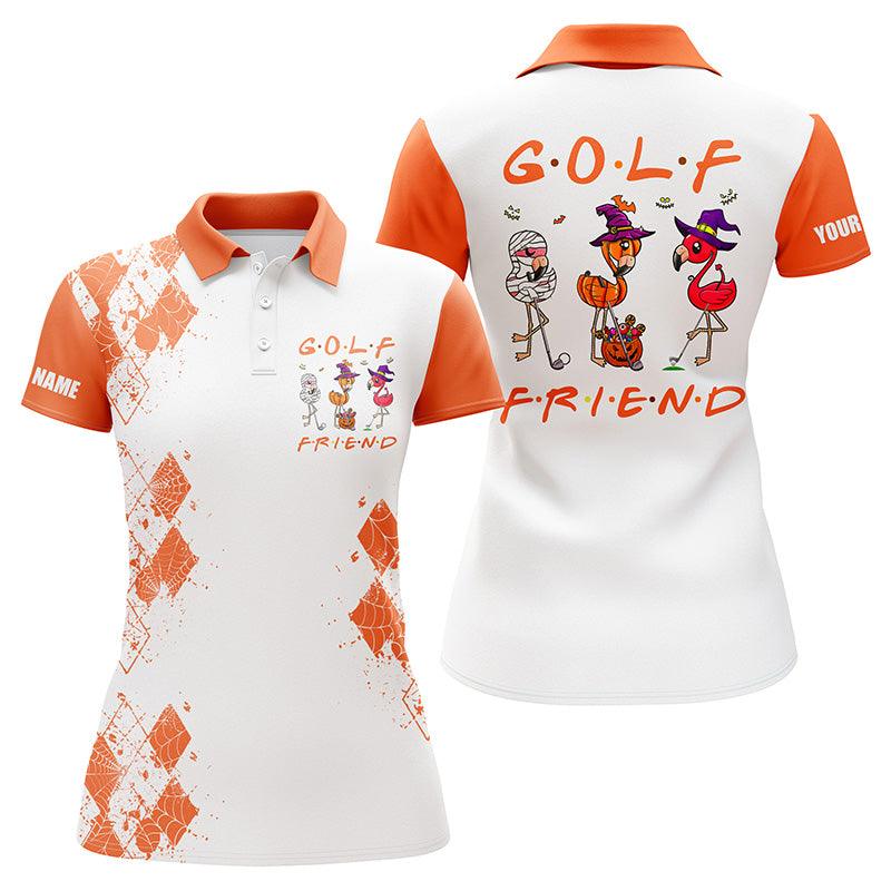 Customized Name Golf Women Polo Shirts, Halloween Personalized Flamingo Golf Friend Halloween Polo Shirts - Perfect Gift For Golf Lovers, Golfers - Image 2