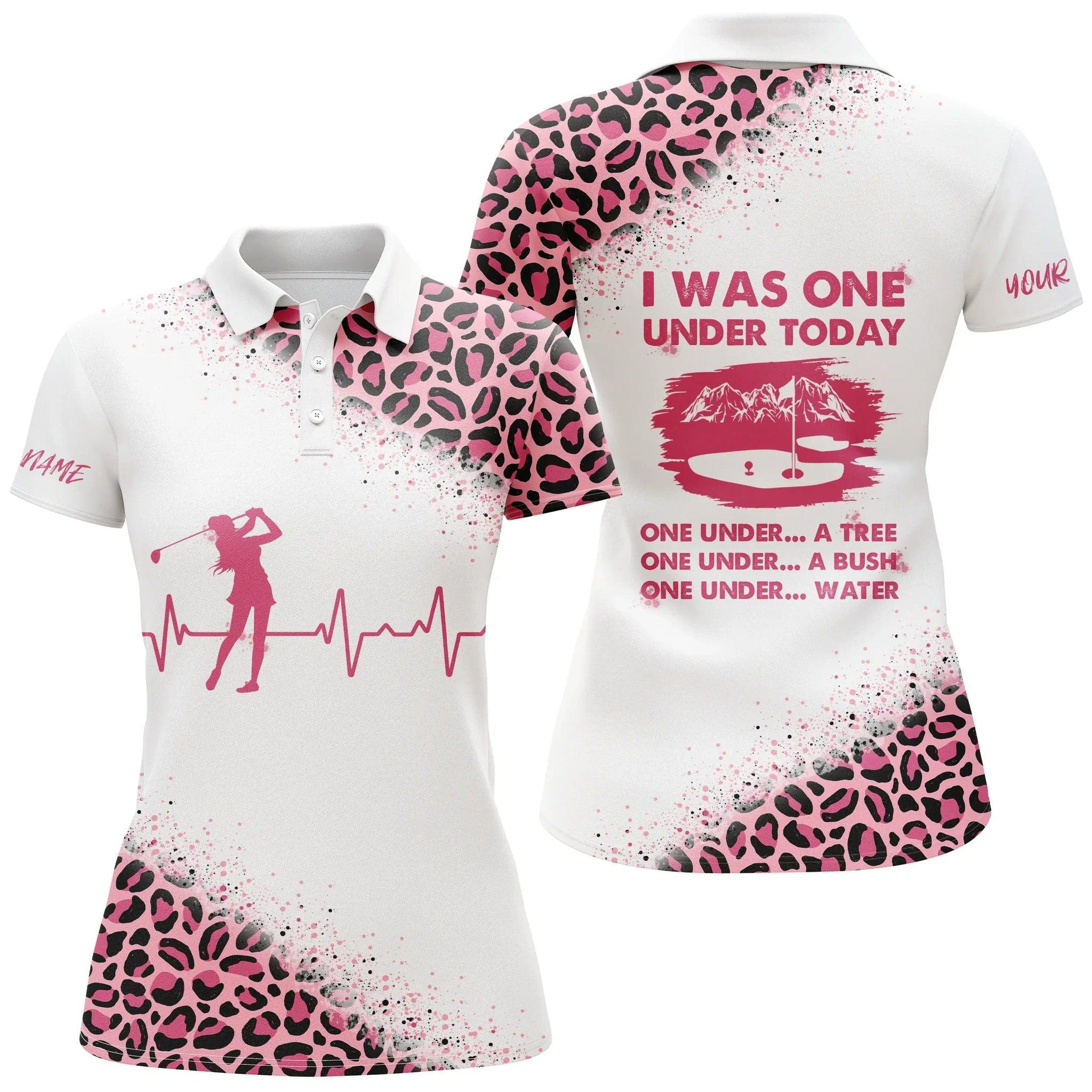 Customized Name Golf Women Polo Shirts, Heartbeat Personalized I Was One Under Today Golf Polo Shirts - Perfect Gift For Ladies, Golfers, Golf Lovers - Image 2