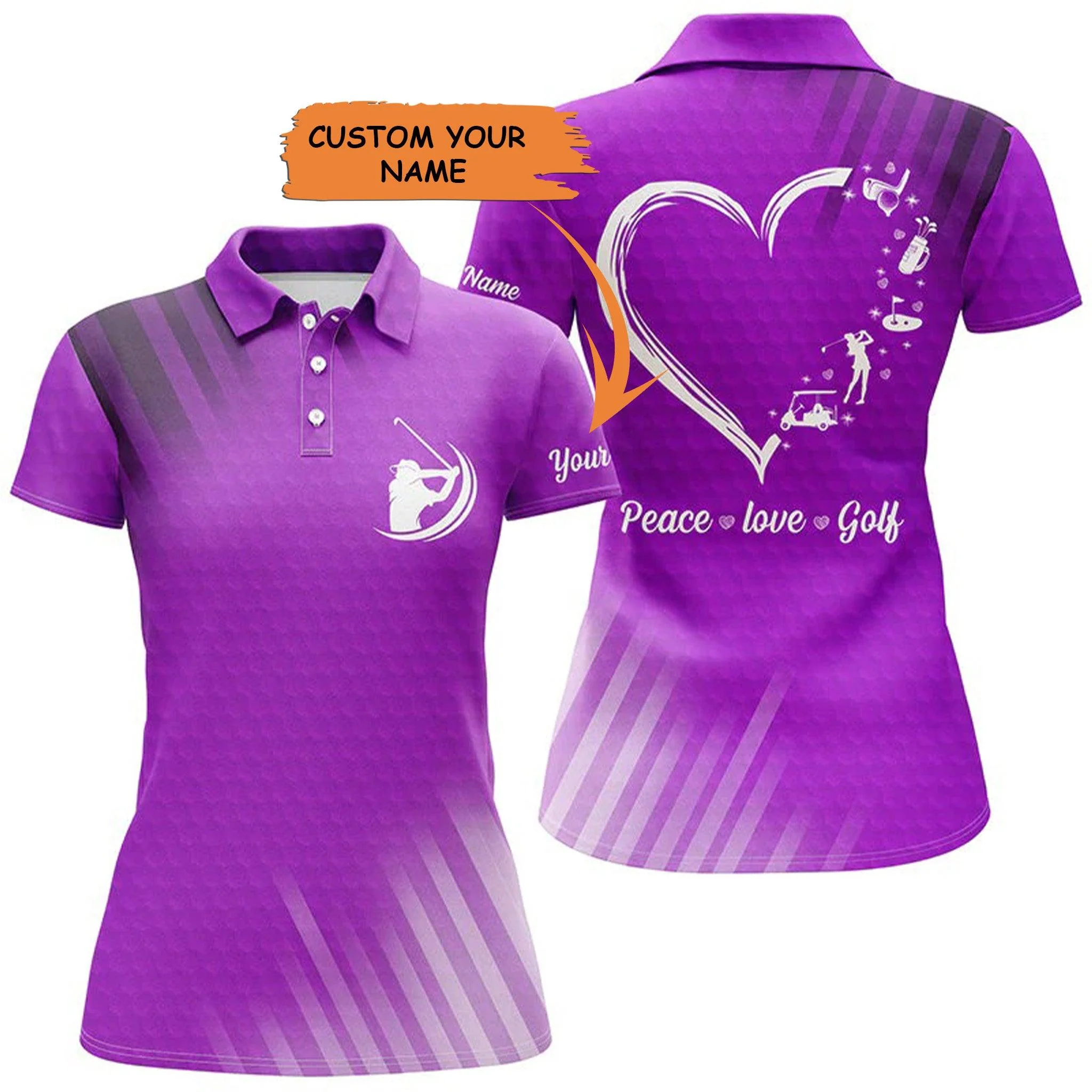 Customized Name Golf Women Polo Shirts, Peace Love Golf, Personalized Multi-color Women Polo Shirts - Perfect Gift For Ladies, Golfers, Golf Lovers