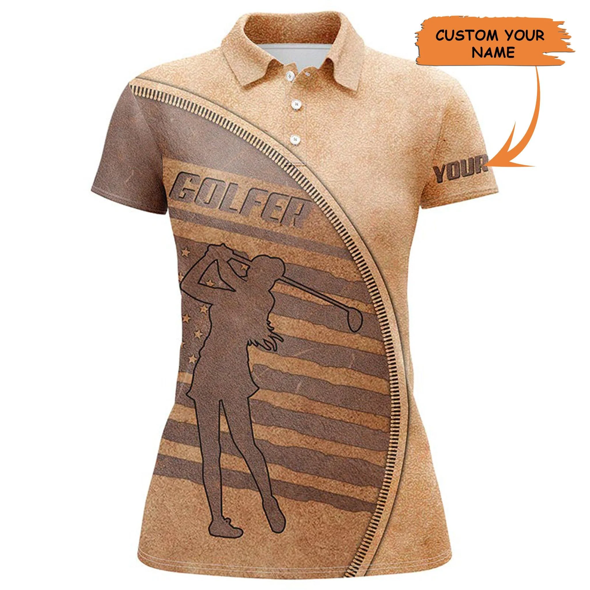 Customized Name Golf Women Polo Shirts, Personalized American Flag Patriot, Golfer Women Polo Shirts - Perfect Gift For Ladies, Golfers, Golf Lovers