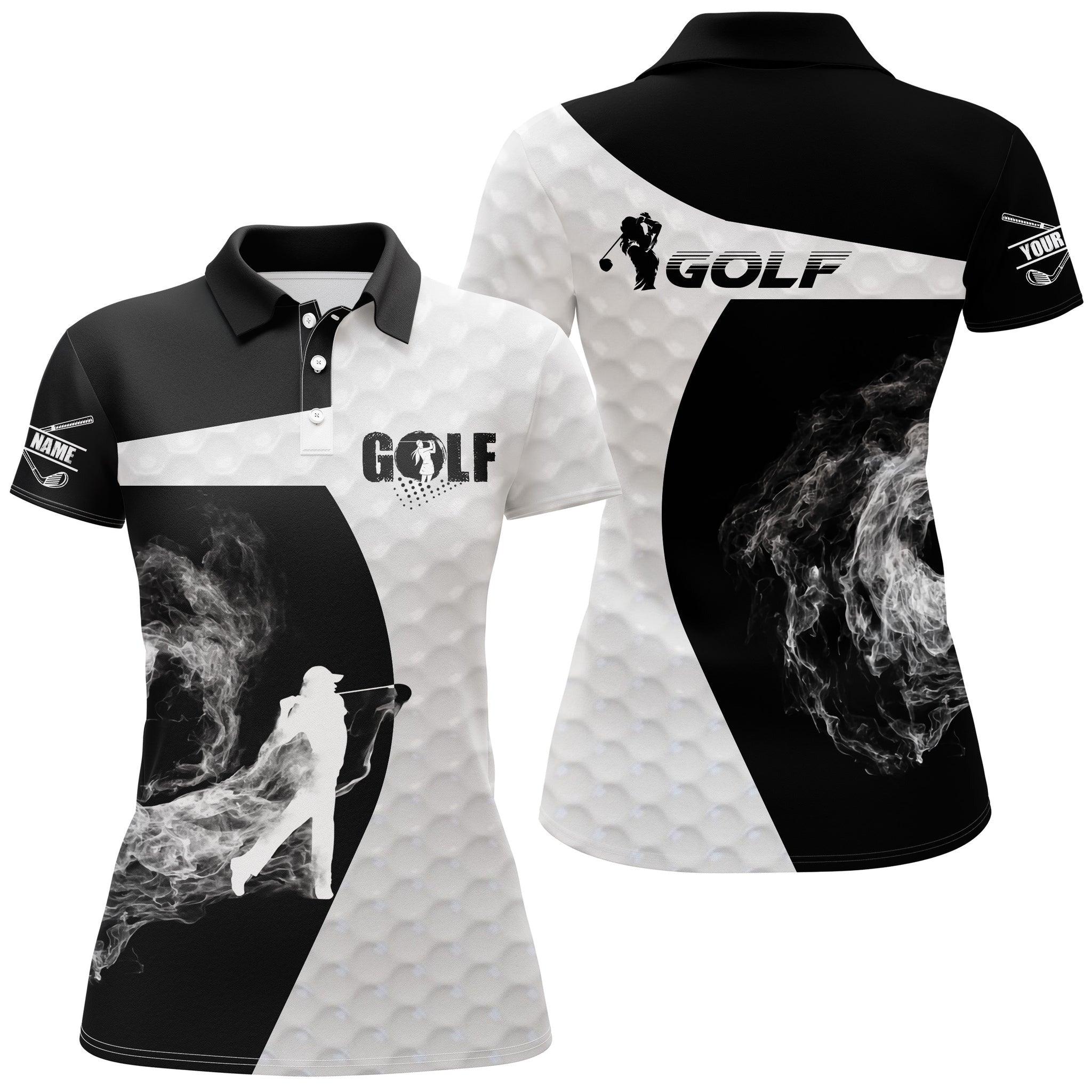 Customized Name Golf Women Polo Shirts, Personalized Black And White Women's Golf Polo Shirts - Perfect Gift For Ladies, Golfers, Golf Lovers - Image 2