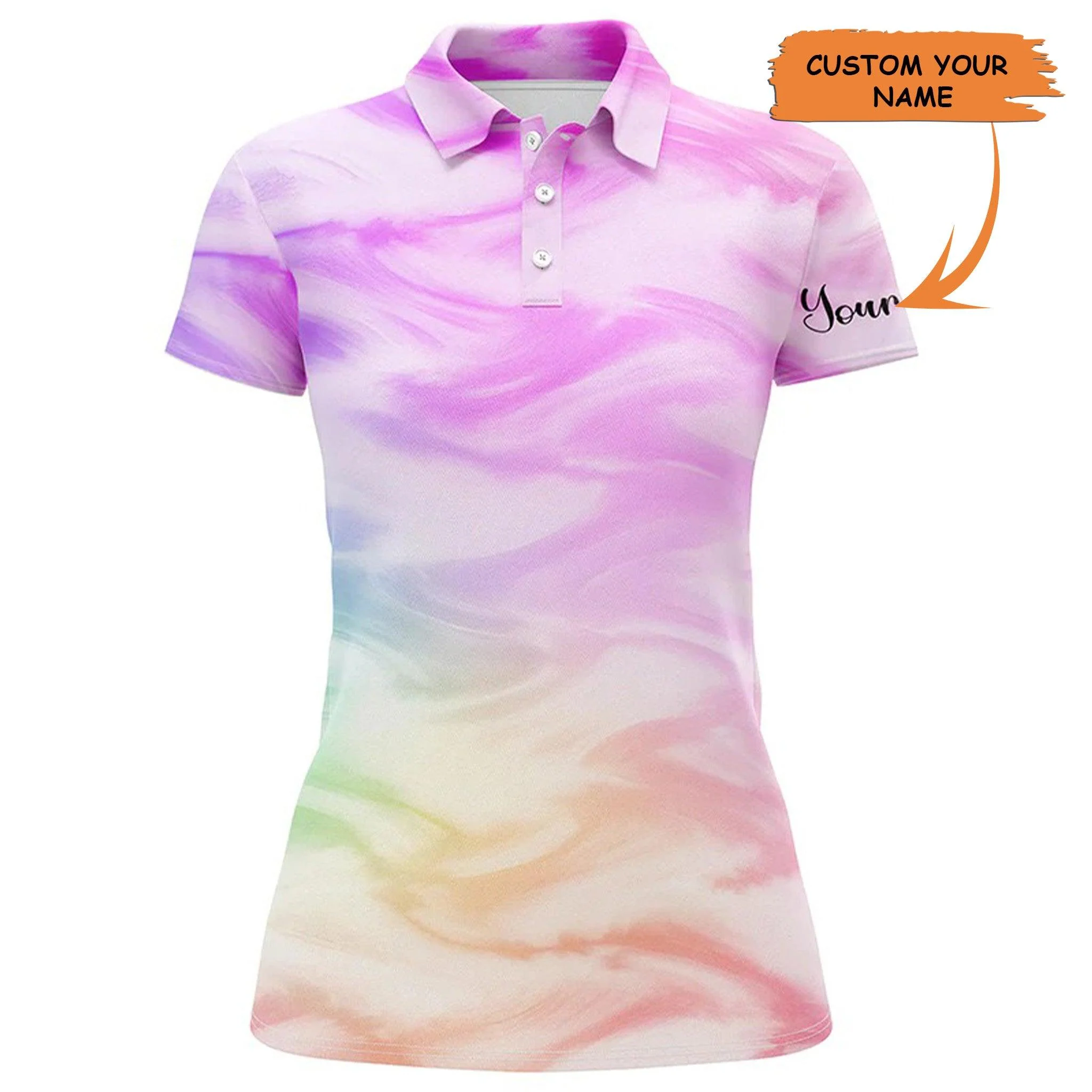 Customized Name Golf Women Polo Shirts, Personalized Colorful Watercolor Paint Pattern Polo Shirts - Perfect Gift For Ladies, Golf Lovers, Golfers