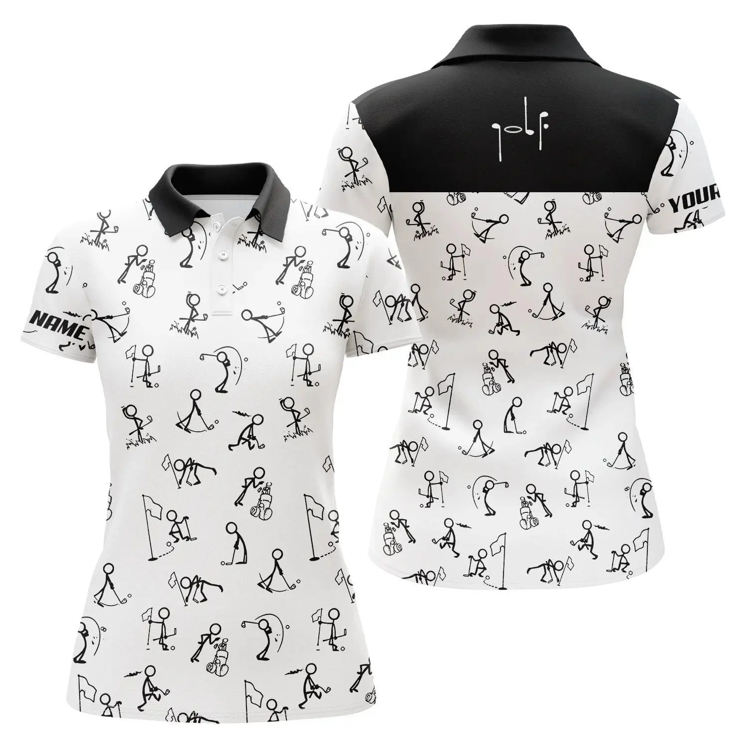 Customized Name Golf Women Polo Shirts, Personalized Funny Golf Pattern White Polo Shirts - Perfect Gift For Ladies, Golf Lovers, Golfers - Image 2