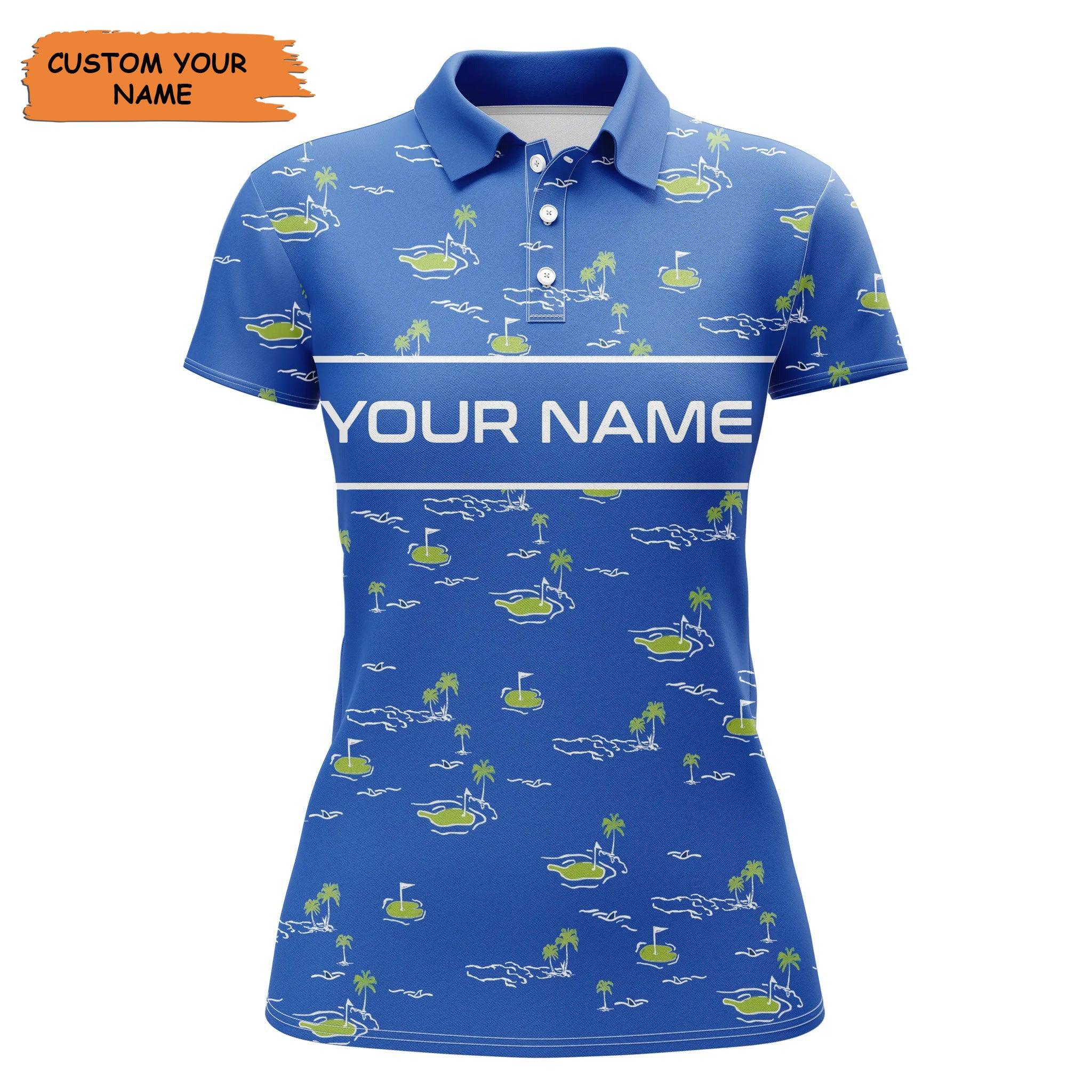 Customized Name Golf Women Polo Shirts, Personalized Golf Course Pattern Tournament Golf Polo Shirts - Perfect Gift For Ladies, Golf Lovers, Golfers