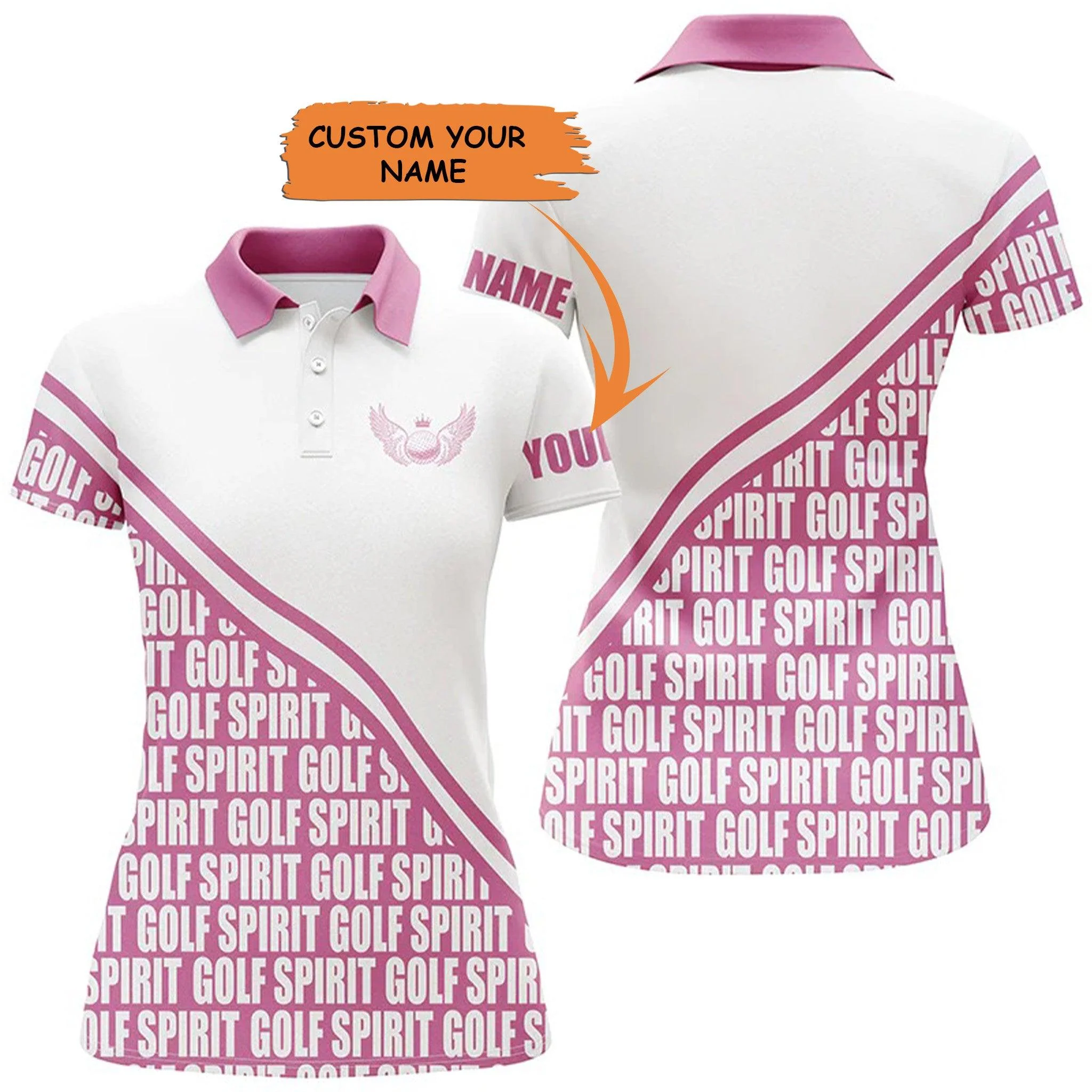 Customized Name Golf Women Polo Shirts, Personalized Golf Spirit Pink Pattern Golf Shirts For Ladies - Perfect Gift For Golfers, Golf Lovers