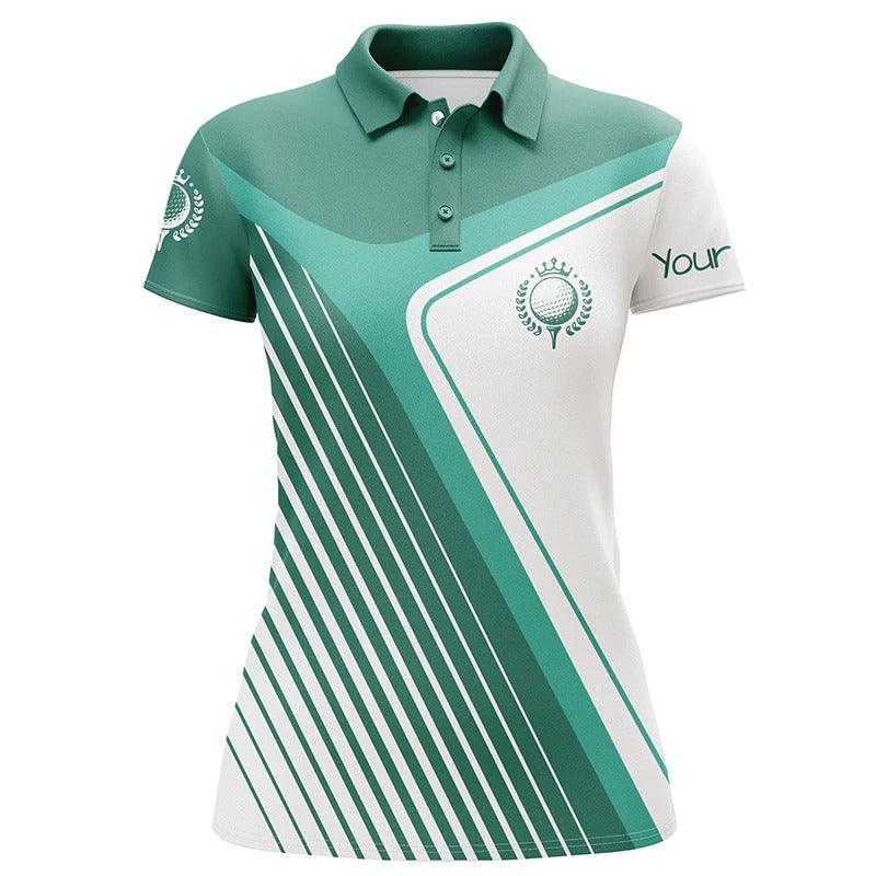 Customized Name Golf Women Polo Shirts, Personalized Green And White Plaid Team Women Golf Tournament - Perfect Gift For Ladies, Golf Lovers, Golfers - Image 2