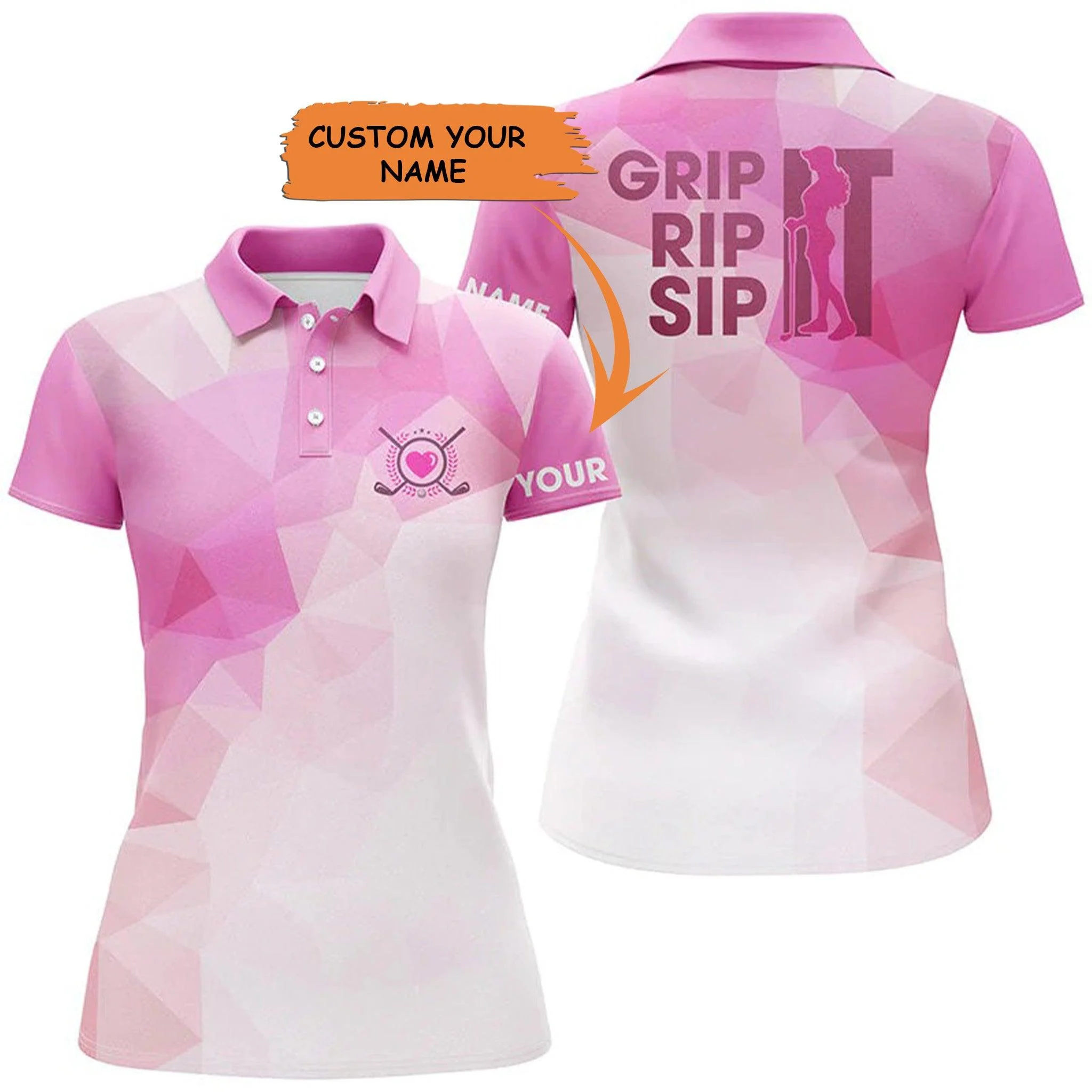 Customized Name Golf Women Polo Shirts - Personalized Grip It Rip It Sip It, Golf Tops For Ladies - Perfect Gift For Golfers, Golf Lovers