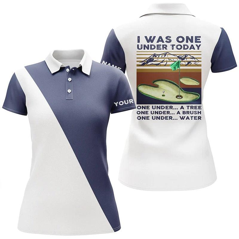 Customized Name Golf Women Polo Shirts, Personalized I Was One Under Today, One Under A Tree Shirts - Perfect Gift For Ladies, Golfers, Golf Lovers - Image 2