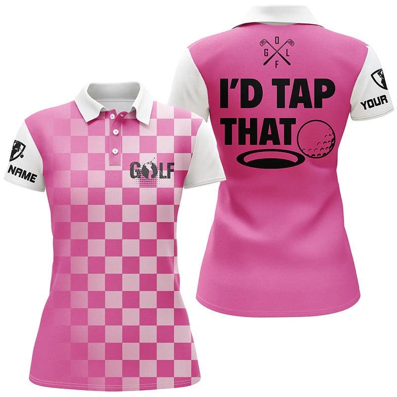 Customized Name Golf Women Polo Shirts, Personalized I'd Tap That Custom Pink Ladies Golf Shirts - Perfect Gift For Ladies, Golf Lovers, Golfers - Image 2