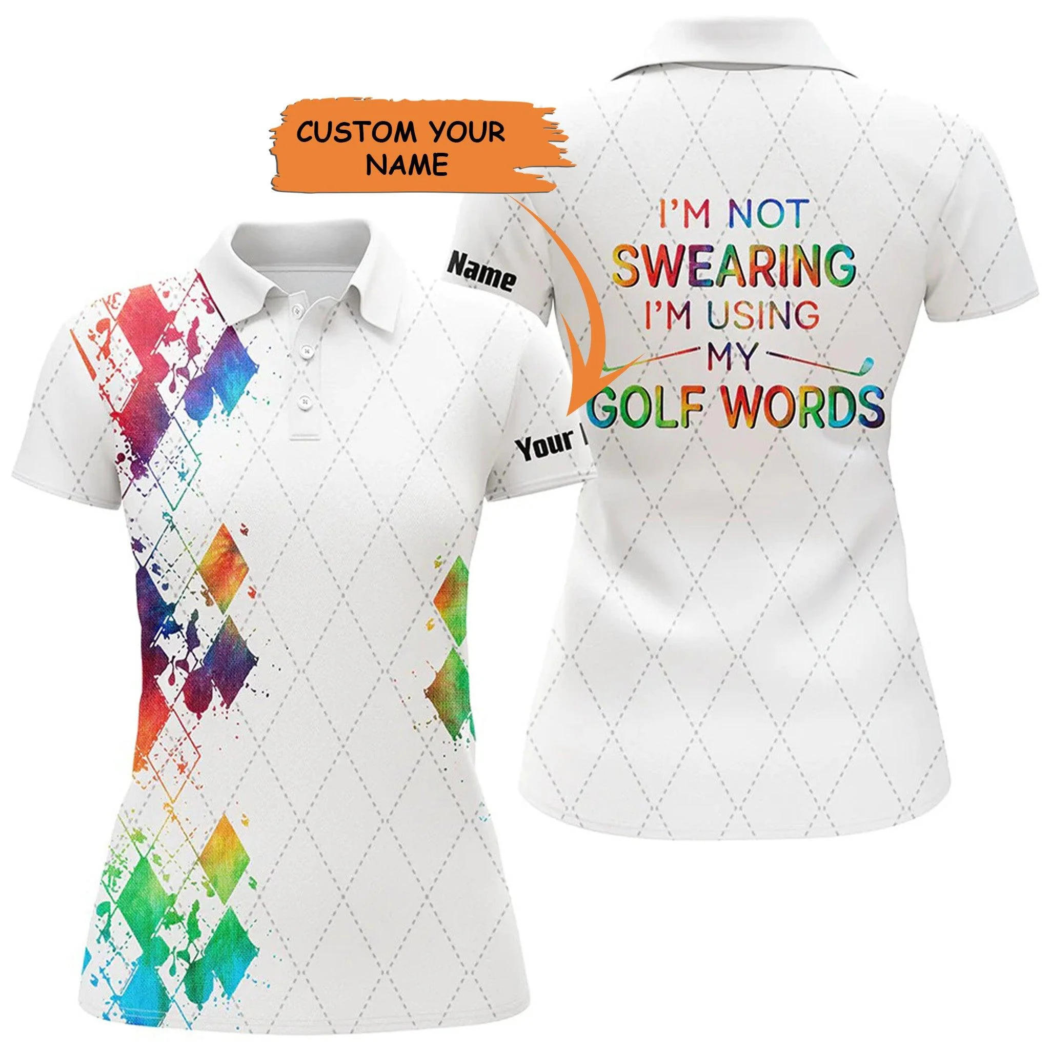 Customized Name Golf Women Polo Shirts, Personalized I'm Not Swearing I'm Using My Golf Words Watercolor - Perfect Gift For Golfers, Golf Lovers