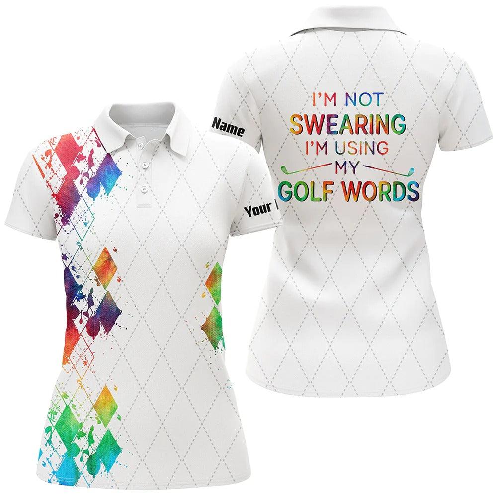 Customized Name Golf Women Polo Shirts, Personalized I'm Not Swearing I'm Using My Golf Words Watercolor - Perfect Gift For Golfers, Golf Lovers - Image 2