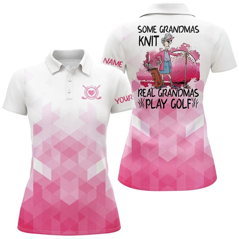Customized Name Golf Women Polo Shirts - Personalized Just Some Grandmas Knit Real Grandmas Play Golf - Perfect Gift For Ladies, Golfers, Golf Lovers - Image 2