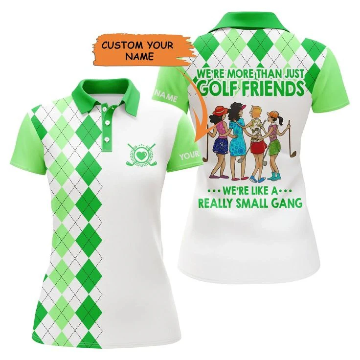 Customized Name Golf Women Polo Shirts, Personalized Multi-color Argyle Plaid We're More Than Golf Friends - Perfect Gift For Golfers, Golf Lovers - Image 2