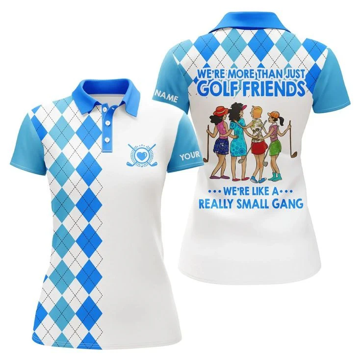Customized Name Golf Women Polo Shirts, Personalized Multi-color Argyle Plaid We're More Than Golf Friends - Perfect Gift For Golfers, Golf Lovers - Image 3