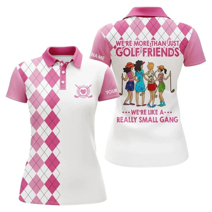 Customized Name Golf Women Polo Shirts, Personalized Multi-color Argyle Plaid We're More Than Golf Friends - Perfect Gift For Golfers, Golf Lovers - Image 4