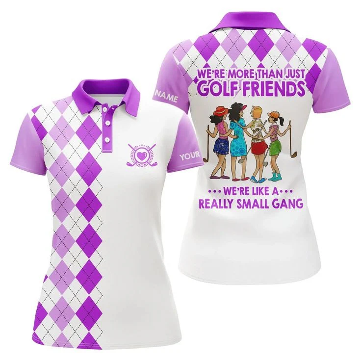 Customized Name Golf Women Polo Shirts, Personalized Multi-color Argyle Plaid We're More Than Golf Friends - Perfect Gift For Golfers, Golf Lovers - Image 5