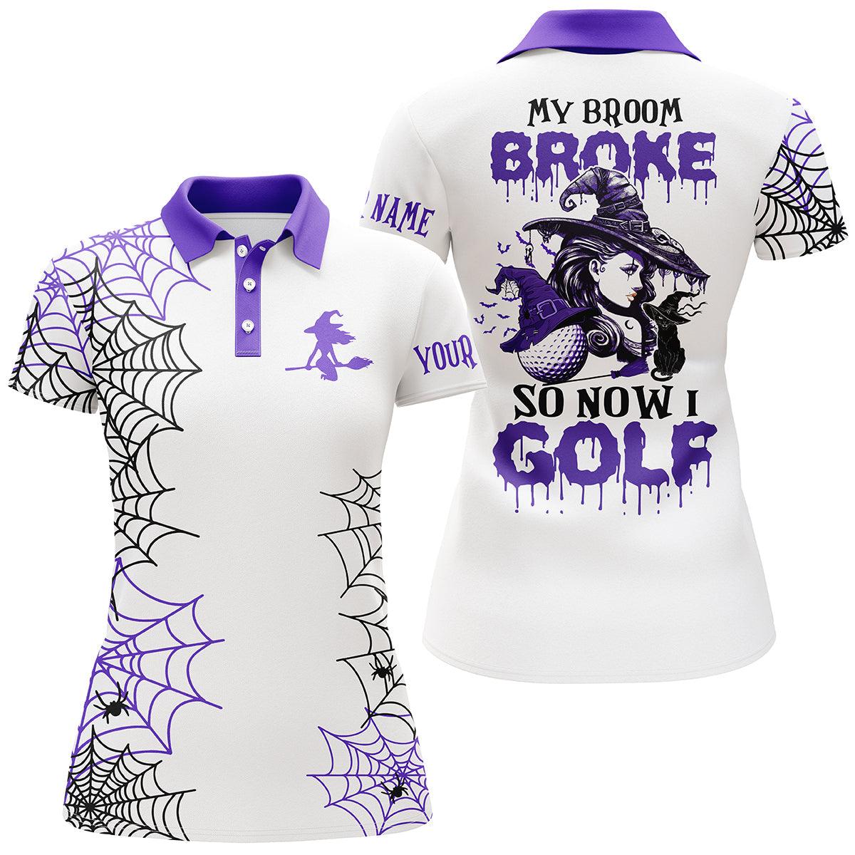 Customized Name Golf Women Polo Shirts, Personalized My Broom Broke So Now I Halloween Golf Polo Shirts - Perfect Gift For Ladies Golf Lovers, Golfers - Image 3
