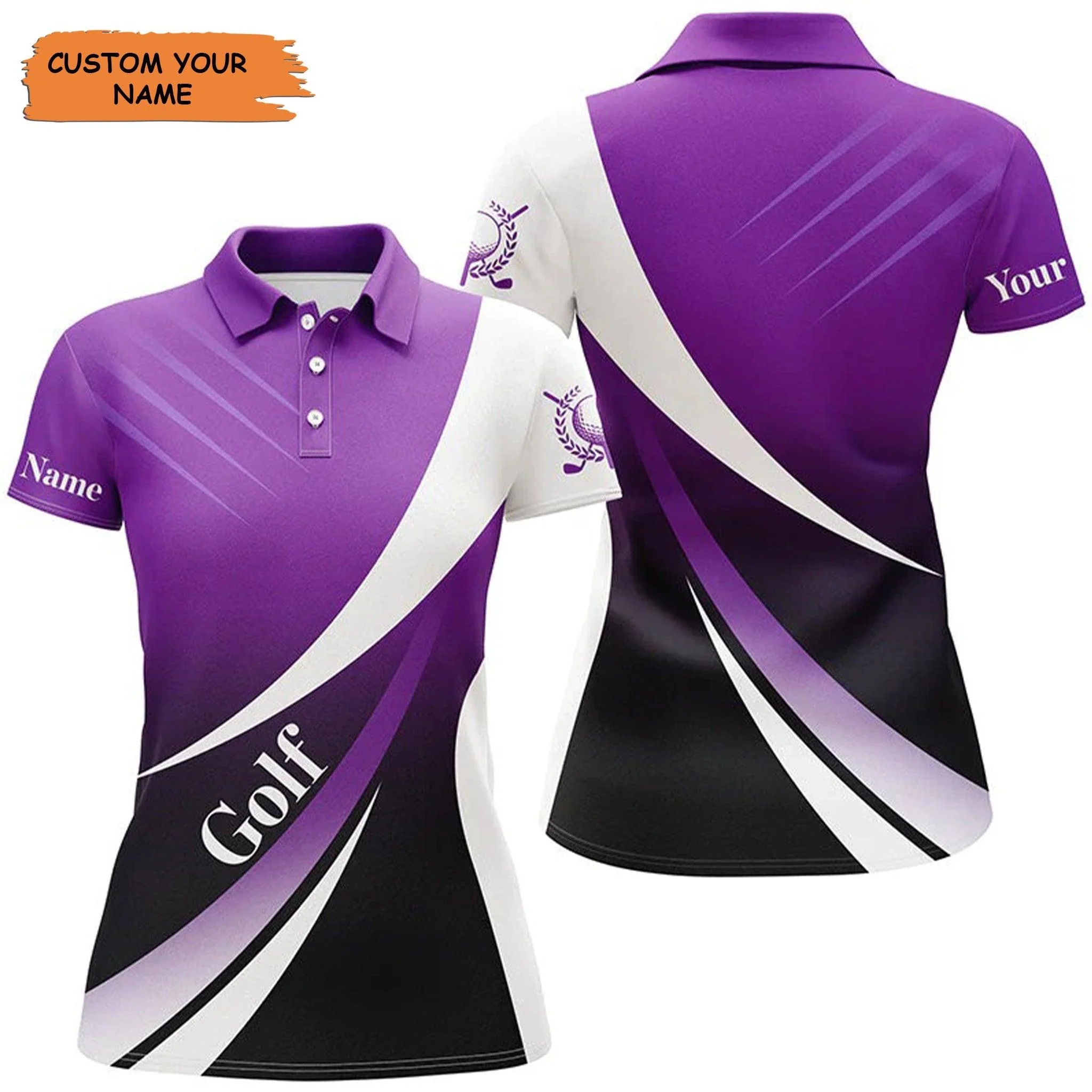Customized Name Golf Women Polo Shirts, Personalized Purple And White Golf Shirt, Tournament Golf Shirts - Perfect Gift For Ladies, Golf Lovers, Golfers
