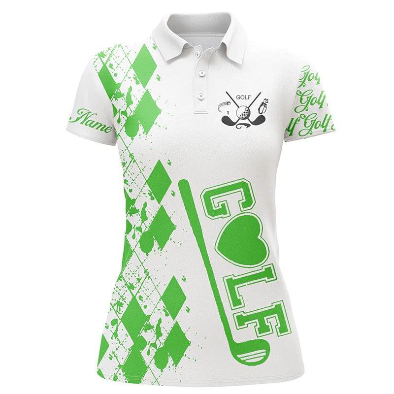 Customized Name Golf Women Polo Shirts, Personalized Watercolor Golf Clubs White Golf Tops For Women - Perfect Gift For Golfers, Golf Lovers - Image 4