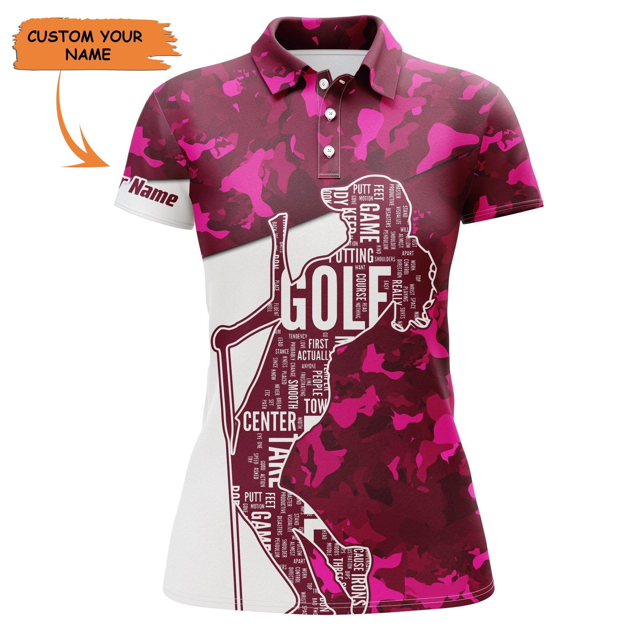 Customized Name Golf Women Polo Shirts, Pink Camo Women Polo Shirts Personalized Golfers Gift - Perfect Gift For Ladies, Golfers, Golf Lovers