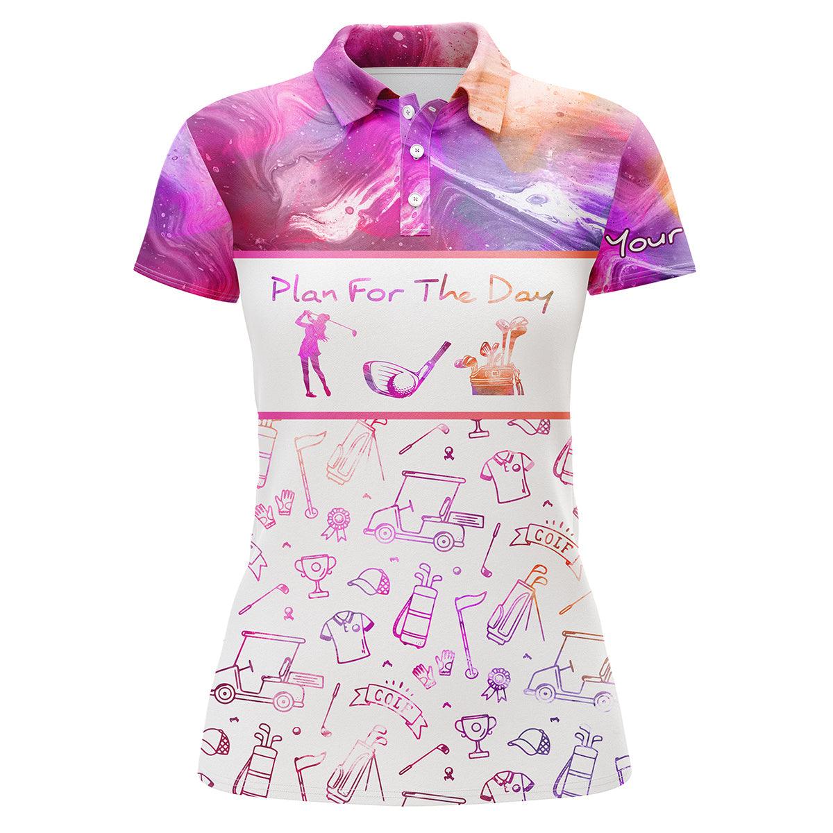 Customized Name Golf Women Polo Shirts, Pink Shirts Personalized Plan For The Day Golf Icons Shirts - Perfect Gift For Ladies Golf Lovers, Golfers - Image 2