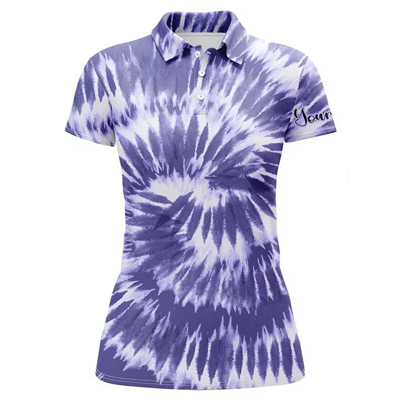 Customized Name Golf Women Polo Shirts, Purple Tie Dye Pattern Personalized Women Polo Shirts - Perfect Gift For Ladies, Golf Lovers, Golfers - Image 2