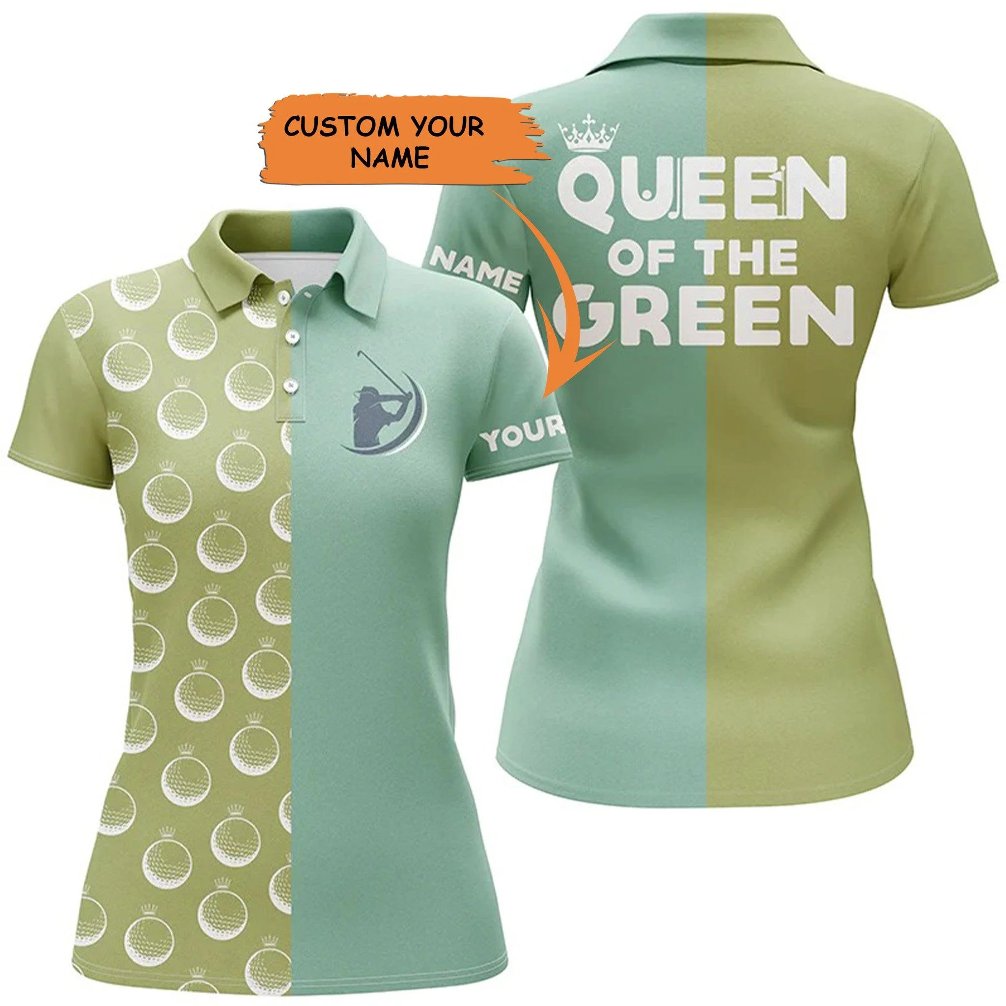Customized Name Golf Women Polo Shirts, Queen Of The Green Custom Name Green Golf Shirts For Women - Perfect Gift For Ladies, Golfers, Golf Lovers