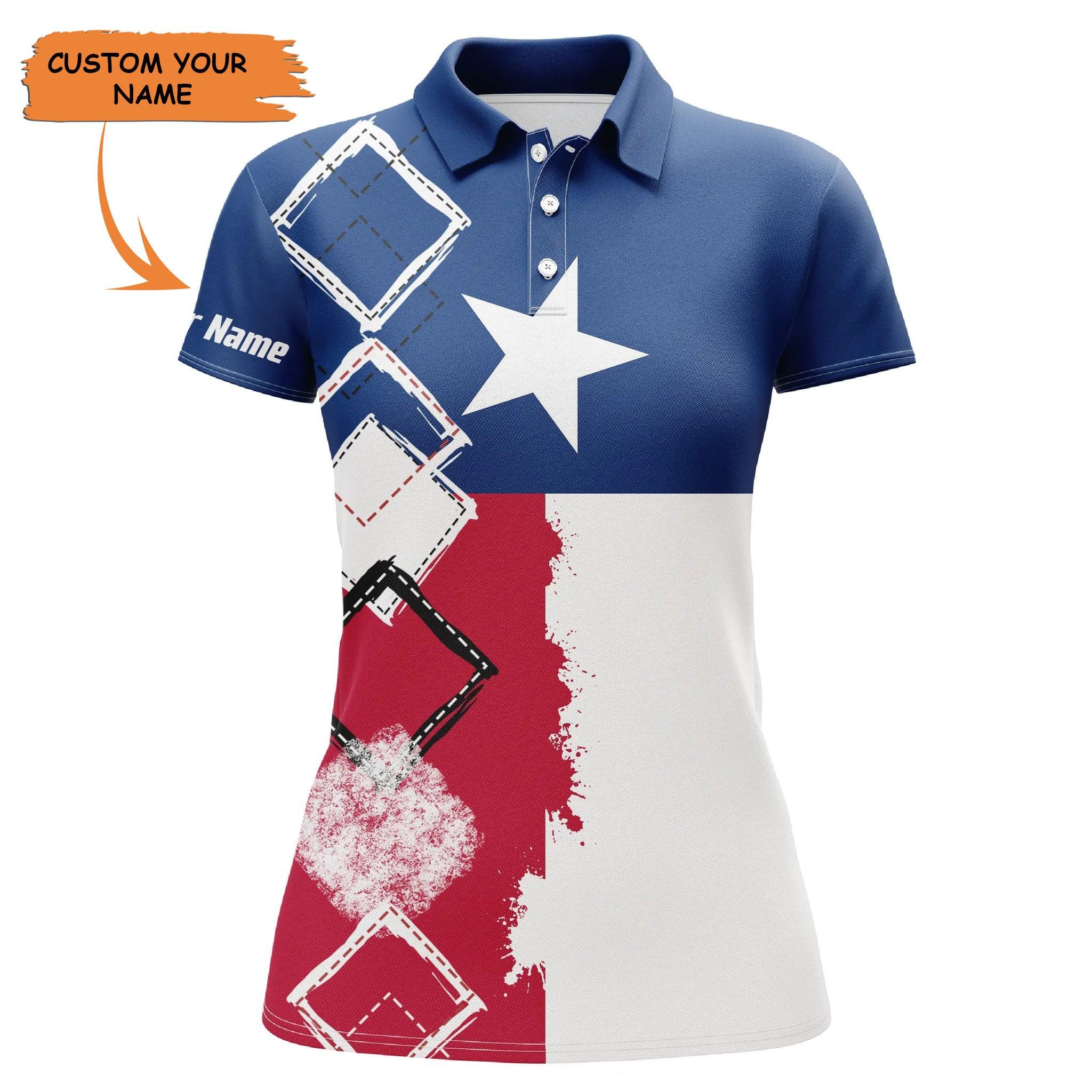 Customized Name Golf Women Polo Shirts, Texas Flag Patriot Personalized Women Golf Polo Shirts - Perfect Gift For Ladies, Golf Lovers, Golfers