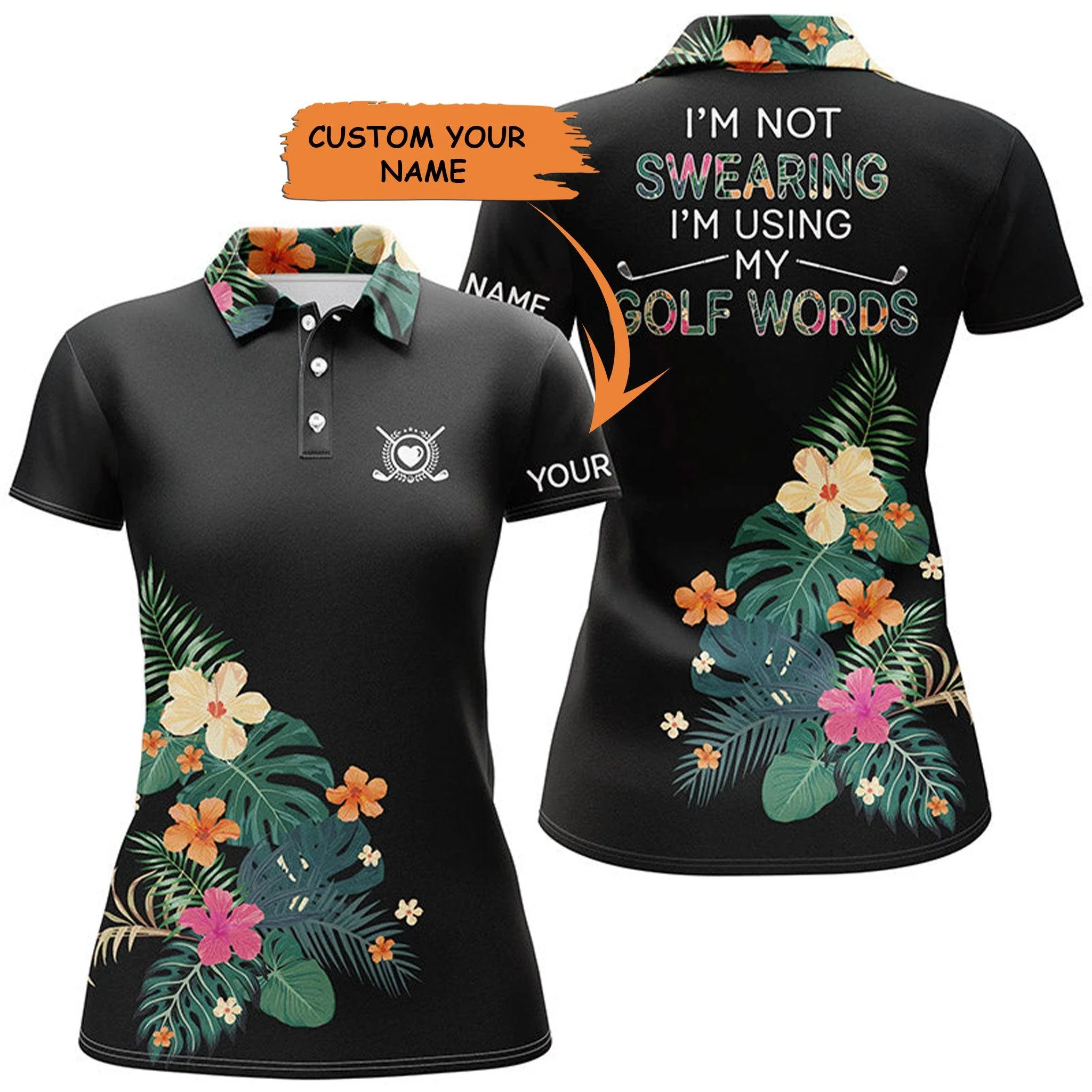 Customized Name Golf Women Polo Shirts, Tropical Plants Personalized I Am Not Swearing I'm Using My Golf Words - Perfect Gift For Golf Lovers, Golfers