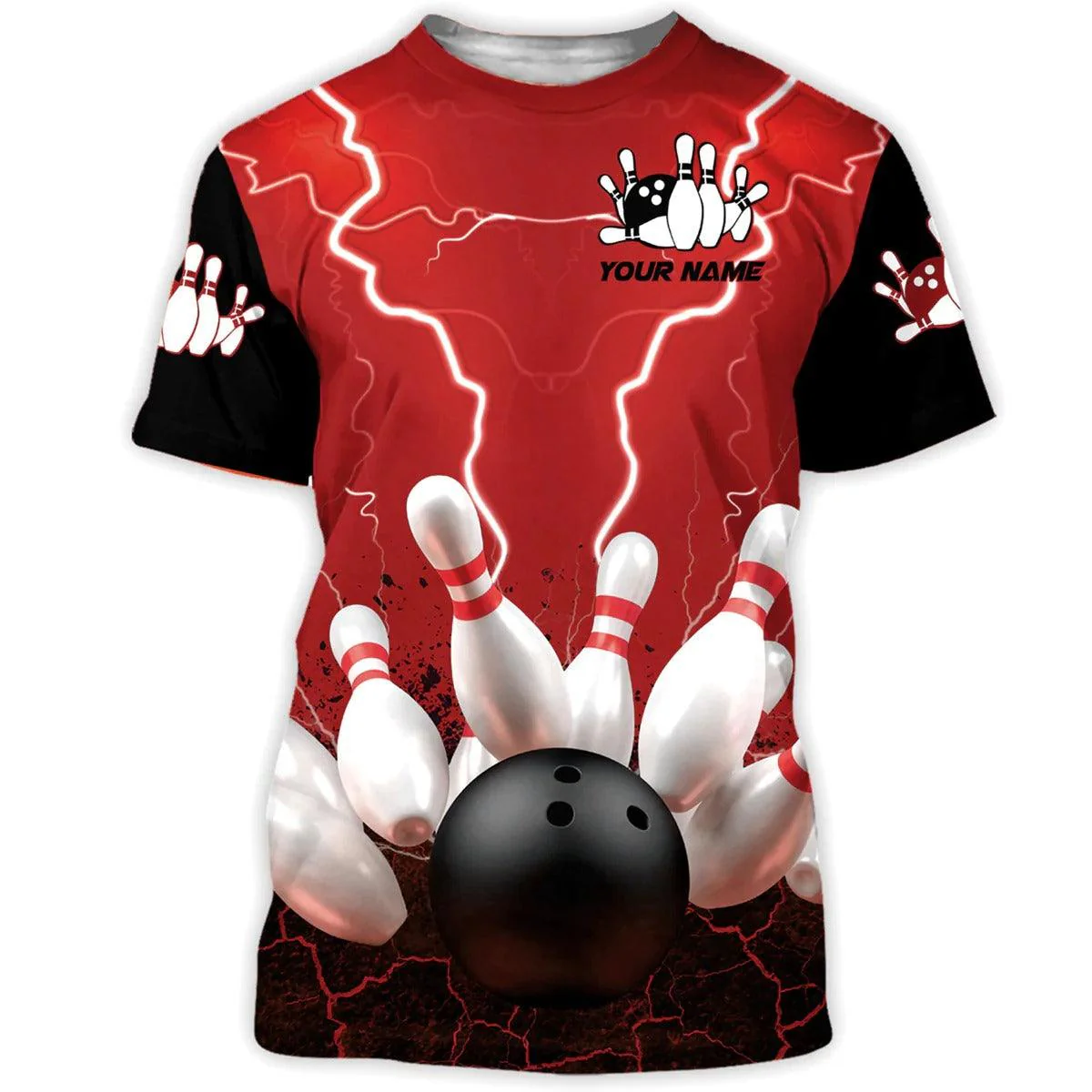 Customized Name Red Bowling Shirt For Men And Women, Personalized Strike Bowling Sublimation T Shirt - Best Gift For Bowling Lovers, Bowlers - Image 3