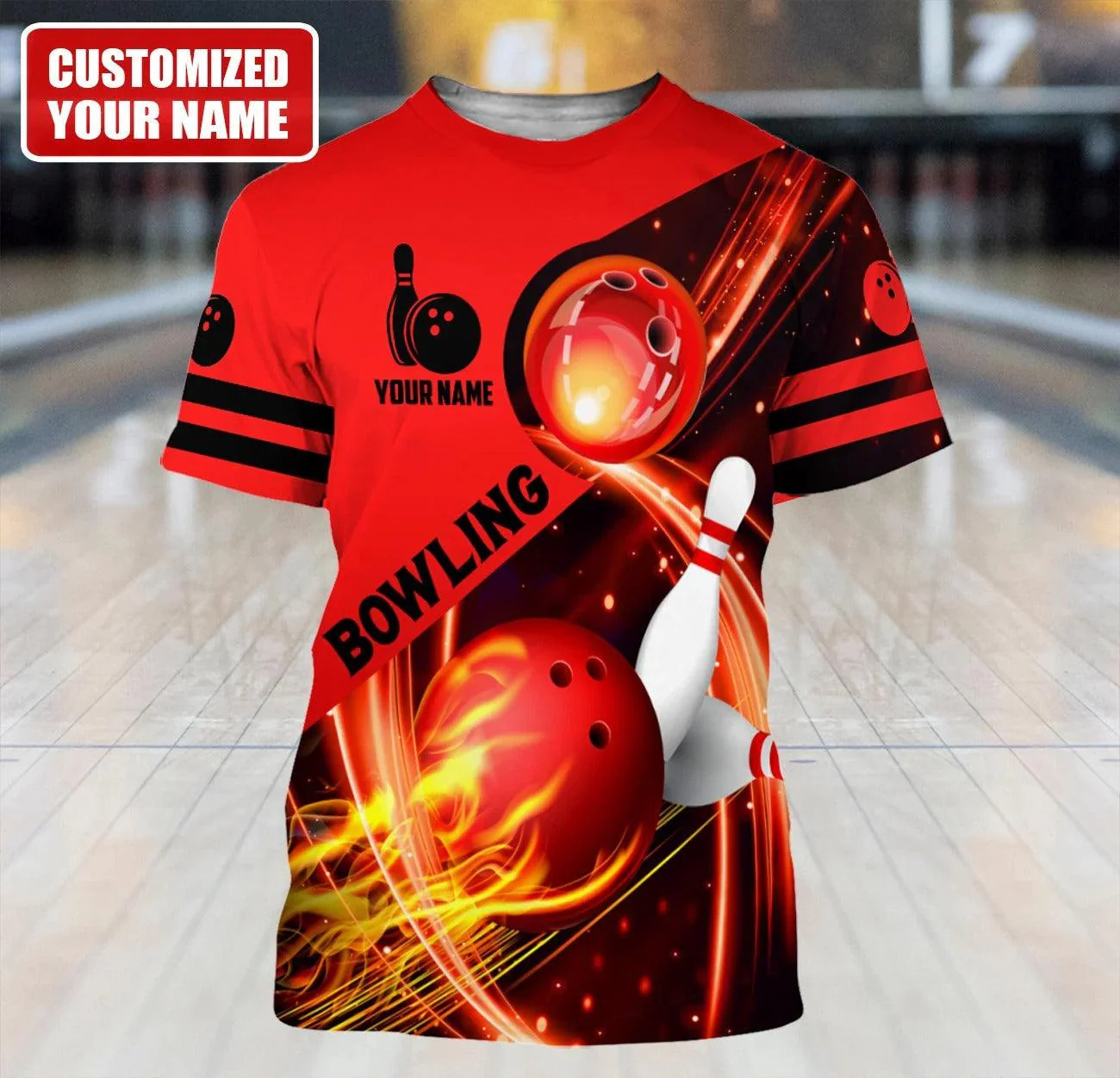 Customized Name Red Bowling T Shirt, Personalized T Shirt For Men And Women - Perfect Gift For Bowling Lovers, Bowling Team